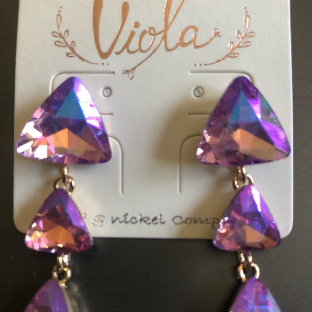 Teardrop Lavender Purple Crystal Earrings